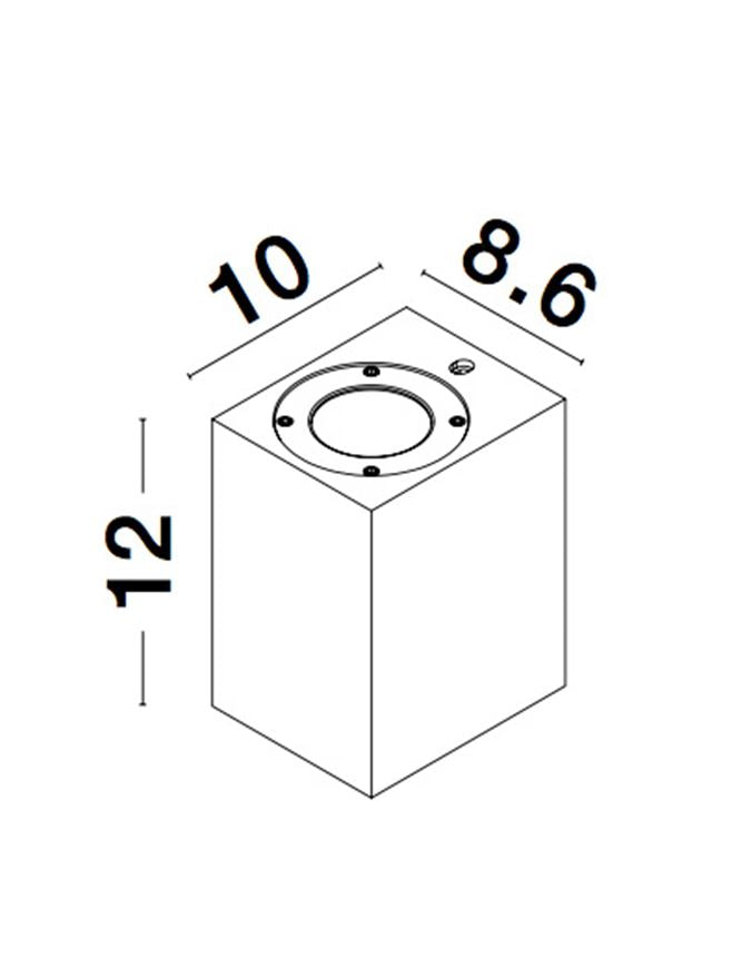 Външен аплик FUENTO 10W GU10 Бял пясъчен бетон стъкло IP65 L8.6 W10 H12см