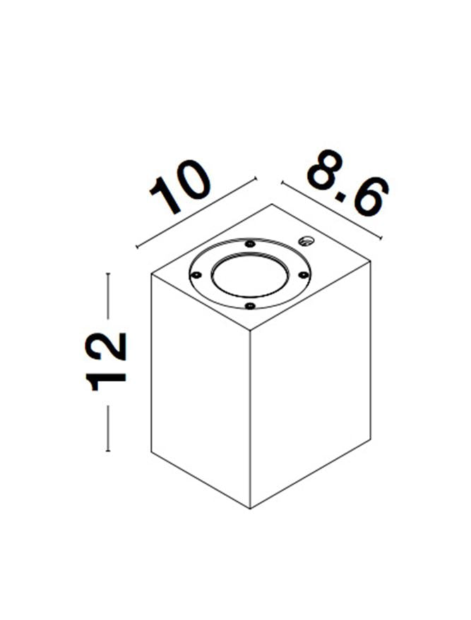 Външен аплик FUENTO 10W GU10 Сив бетон стъкло IP65 L8.6 W10 H12см
