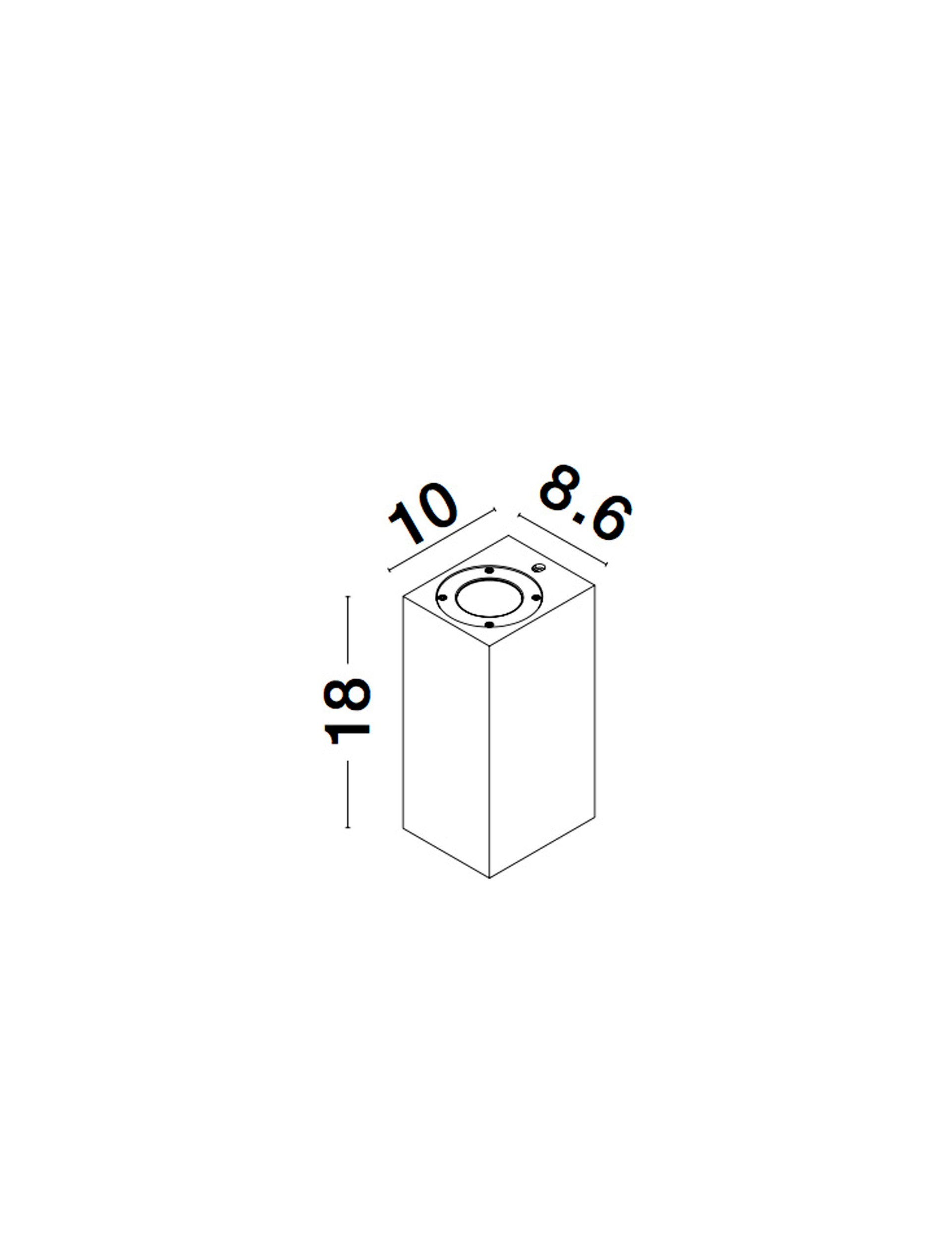 Външен аплик FUENTO 2x10W GU10 Бял пясъчен бетон стъкло IP65 L8.6 W10 H18см