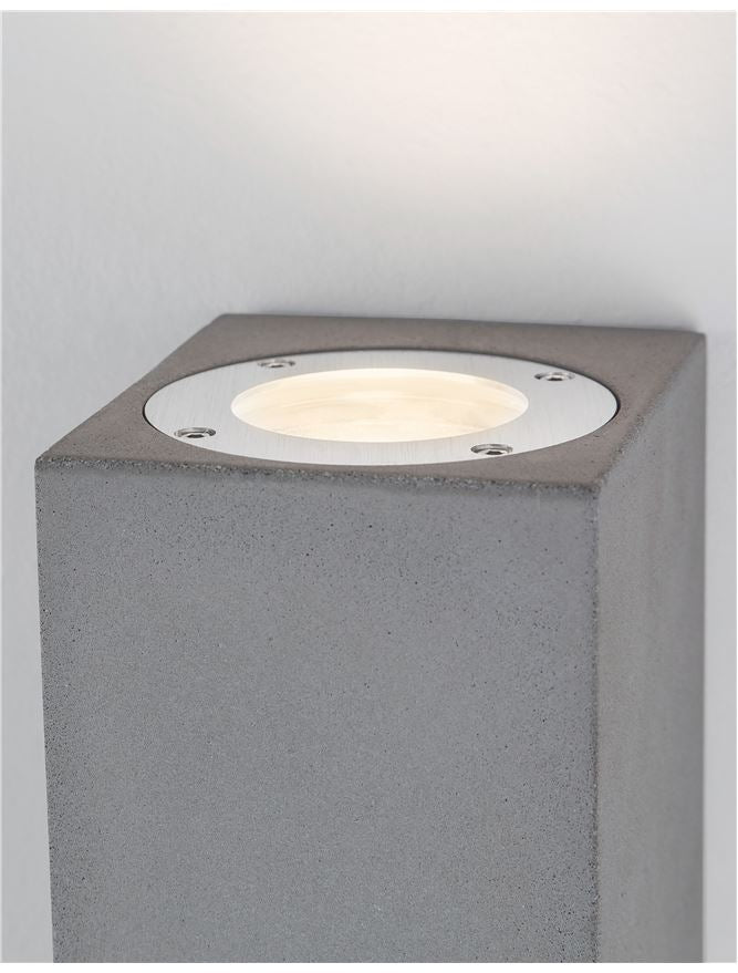 Външен аплик FUENTO 2x10W GU10 Сив бетон стъкло IP65 L8.6 W10 H18см