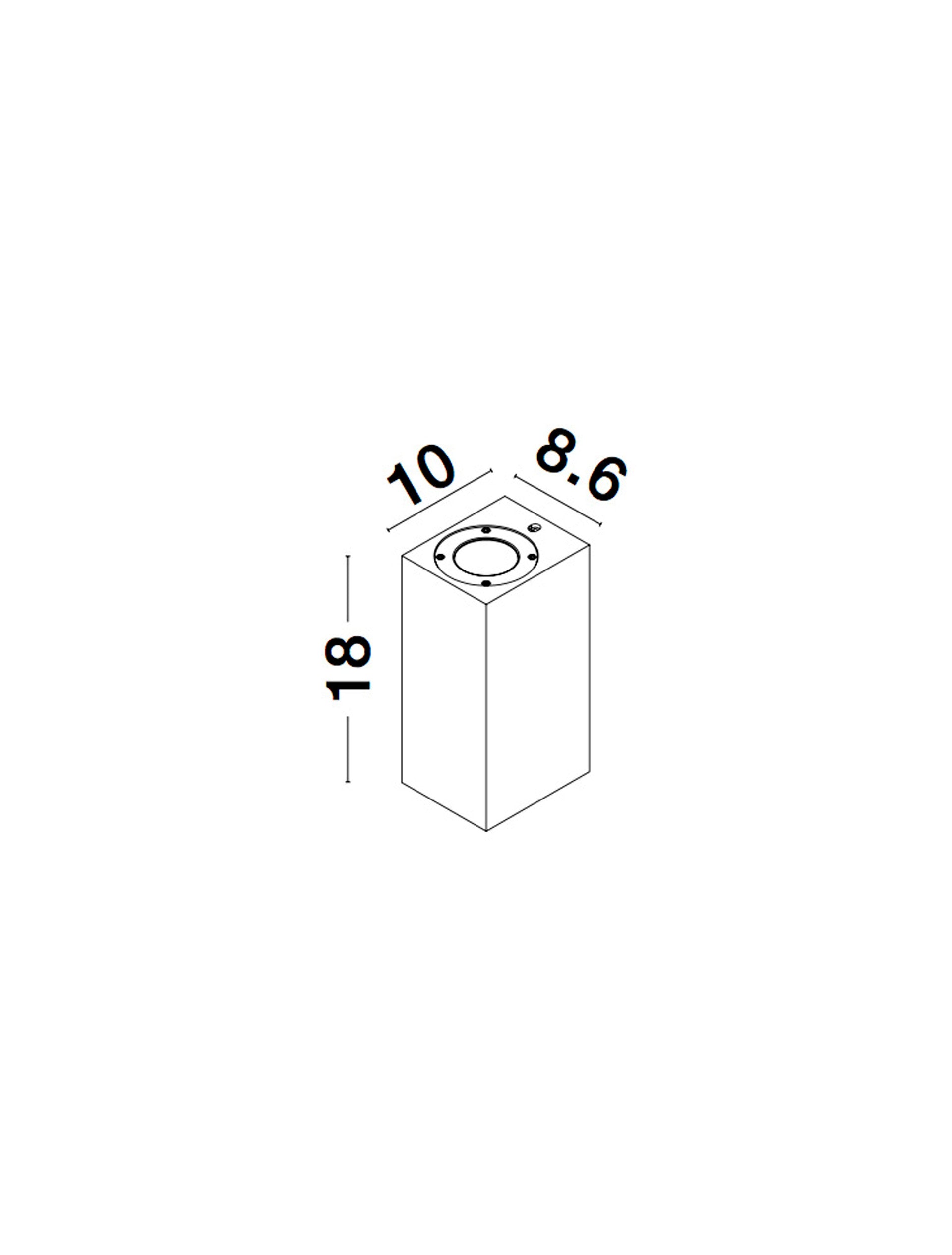 Външна стенна лампа FUENTO 2x10W GU10 Сива Бетонно стъкло IP65 Д8.6 Ш10 В18см