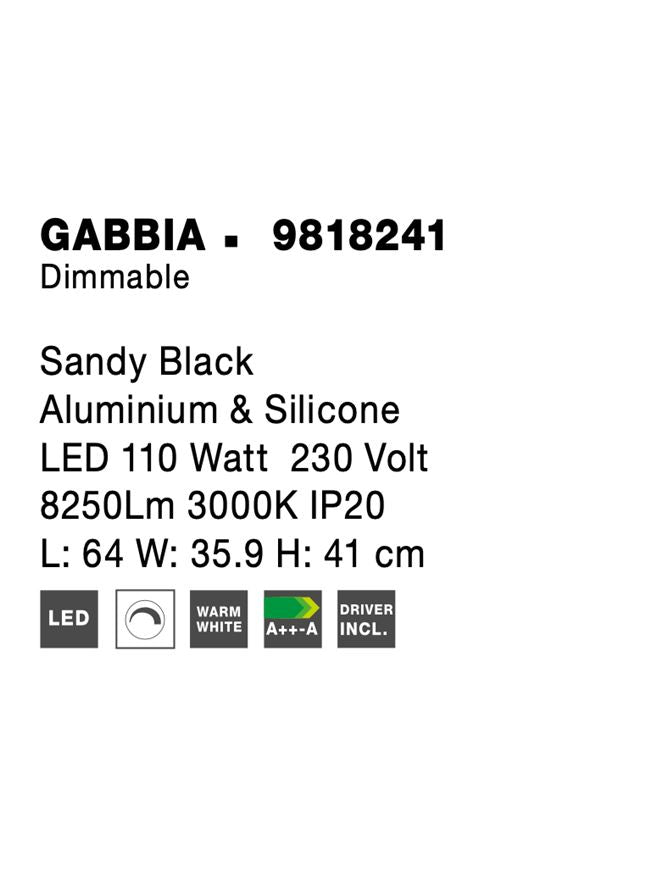 Висящо осветително тяло (пендел) GABBIA 69W Пясъчно черен алуминий и силикон L64 W35.9 H41см