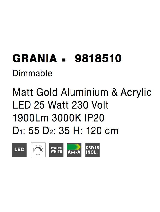 Висящо осветително тяло (пендел) GRANIA 25W Матов златист