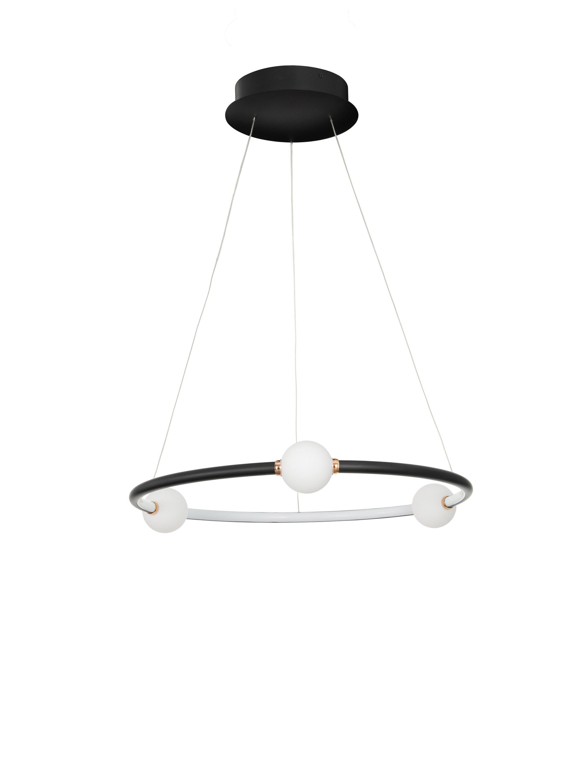 Висящо осветително тяло (пендел) CELIA 37W LED Черен алуминий и опалово стъкло D64 W64 H120см Регулируема височина
