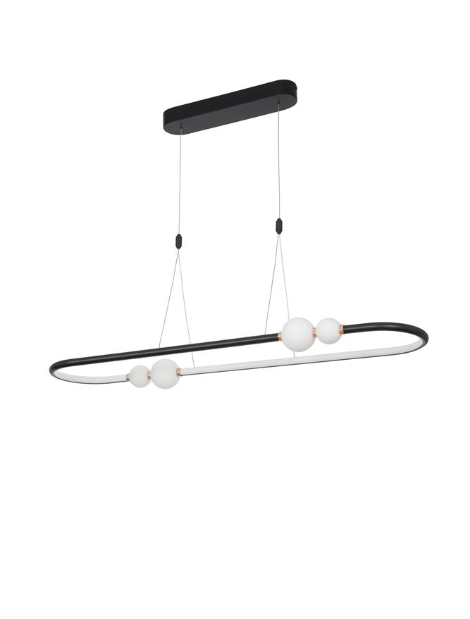 Висящо осветително тяло (пендел) CELIA 45W LED Черен алуминий и опалово стъкло L100 W29 H120см Регулируема височина