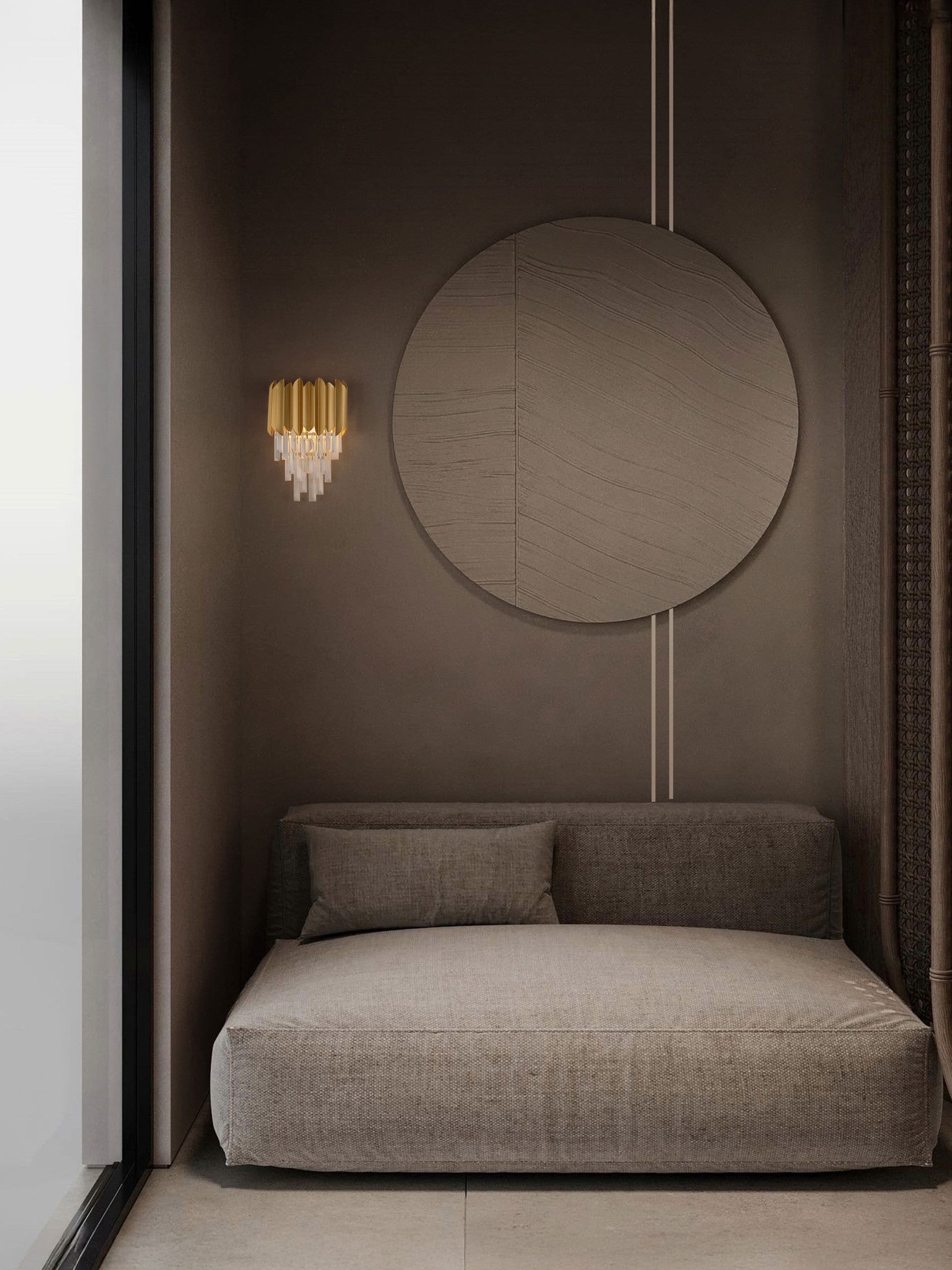 Висящо осветително тяло (пендел) MAGNOLIA 2x5W E14 Златист алуминий и кристал