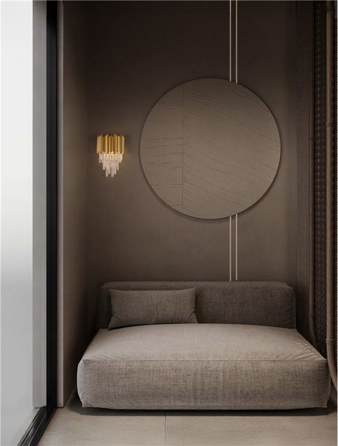 Висящо осветително тяло (пендел) MAGNOLIA 2x5W E14 Златист алуминий и кристал
