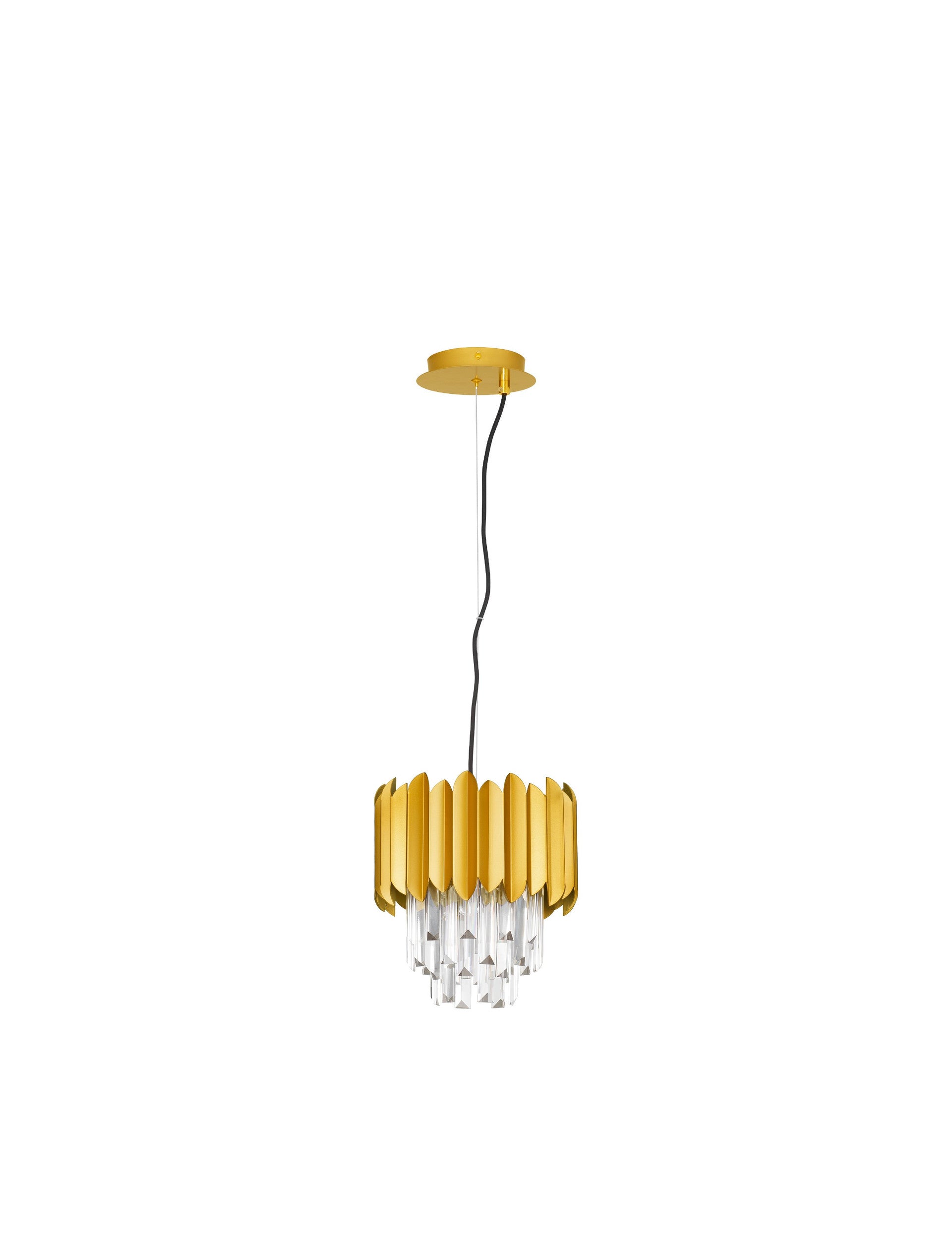 Висящо осветително тяло (пендел) MAGNOLIA 5W E14 1x5W Златист алуминий и кристал ⌀25 H120см Регулируема