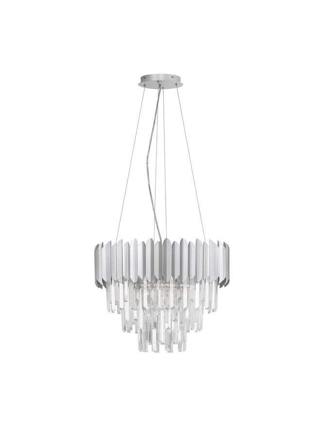 Висящо осветително тяло (пендел) MAGNOLIA 30W E14 6x5W Хромиран алуминий и кристал ⌀50 H120см Регулируема