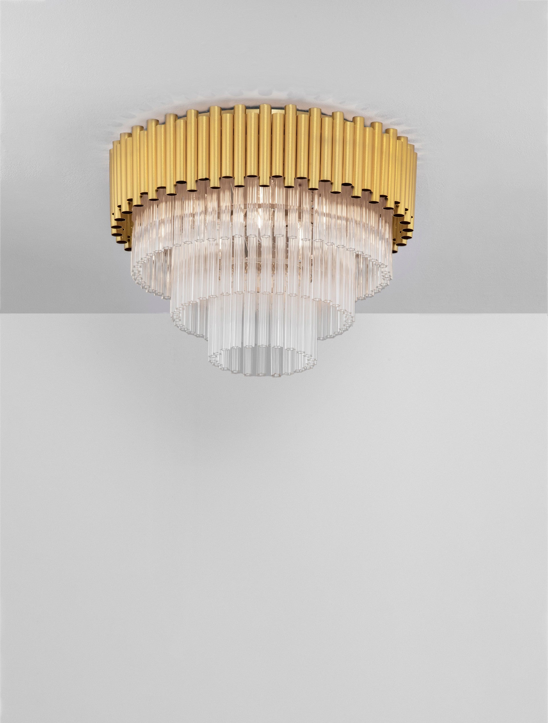 Висящо осветително тяло (пендел) MAGNOLIA 30W E14 6x5W Златист алуминий и кристал ⌀50 H35.5см