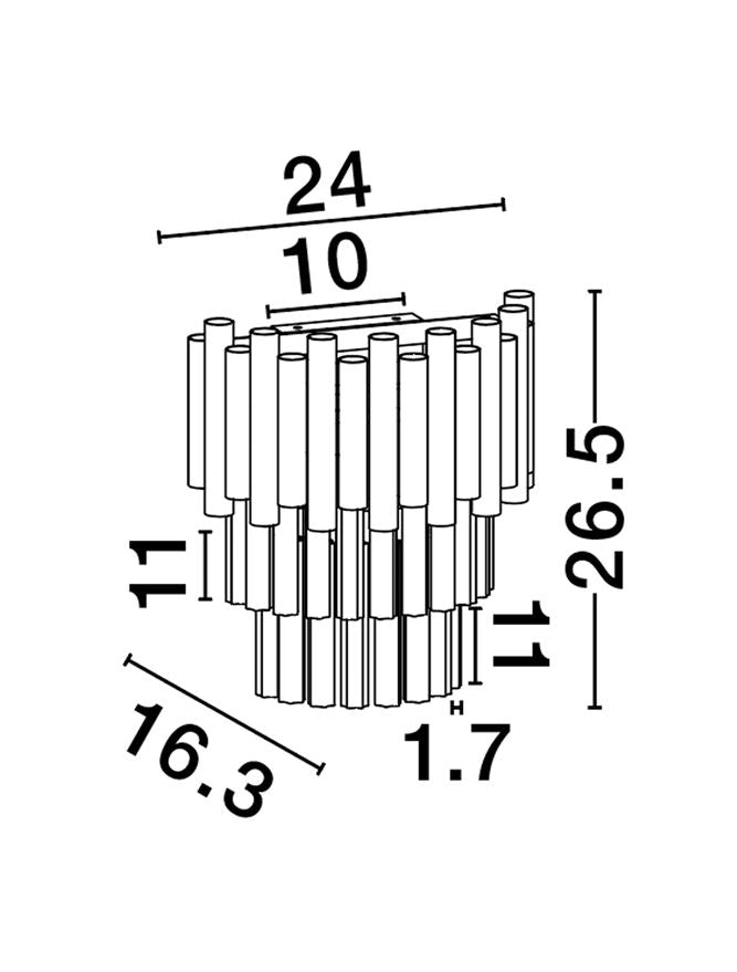 Висящо осветително тяло (пендел) MAGNOLIA 10W E14 2x5W Златист алуминий и кристал L24 W16.3 H26.5см