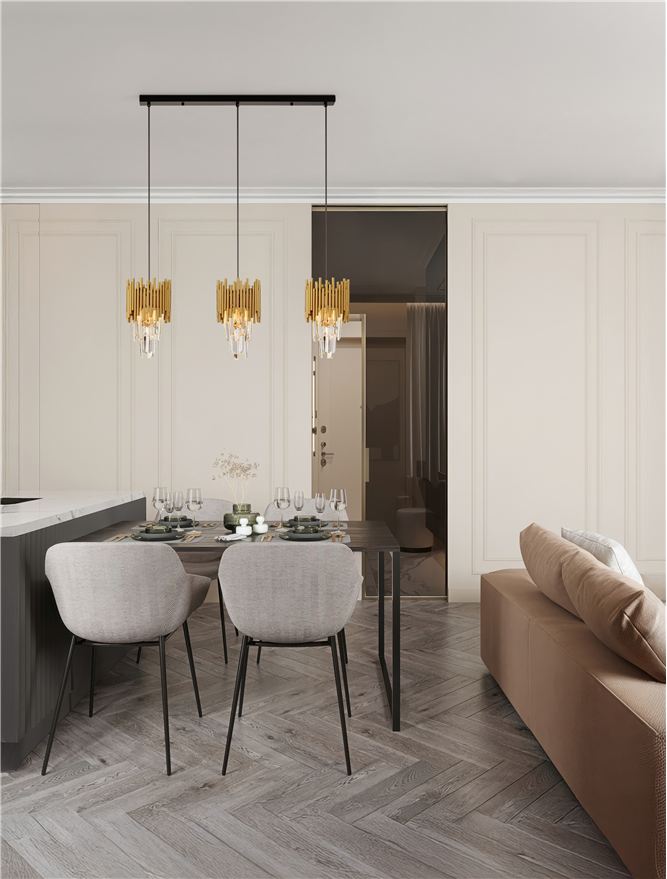 Подова лампа MAGNOLIA 3x5W E14 Златист алуминий, пясъчно черна стомана