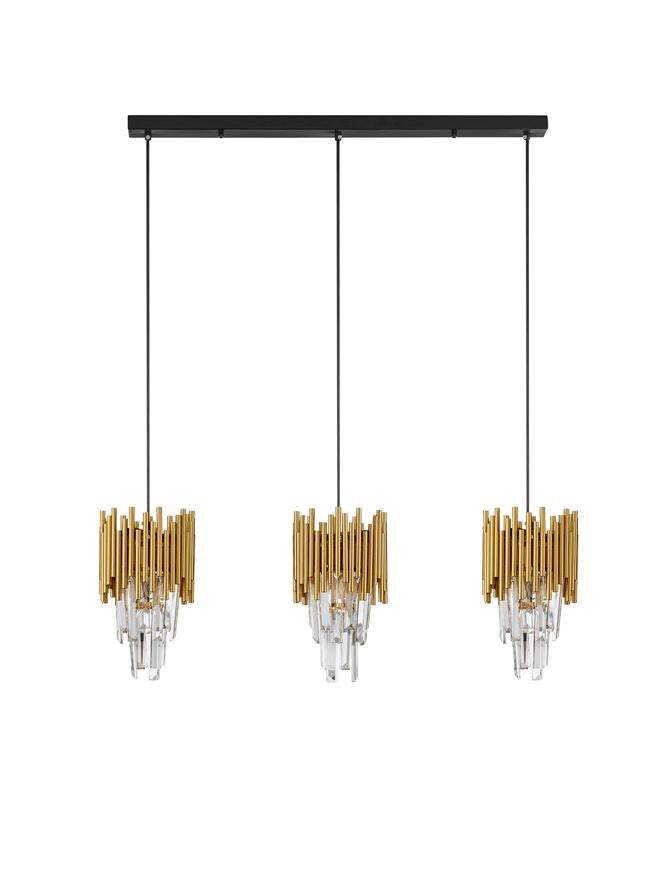 Подова лампа MAGNOLIA 3x5W E14 Златист алуминий, пясъчно черна стомана