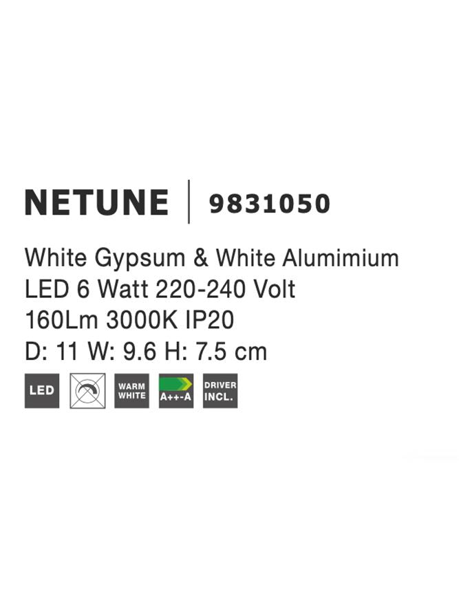 Висящо осветително тяло (пендел) NETUNE LED 6W Бял гипс и бял алуминий