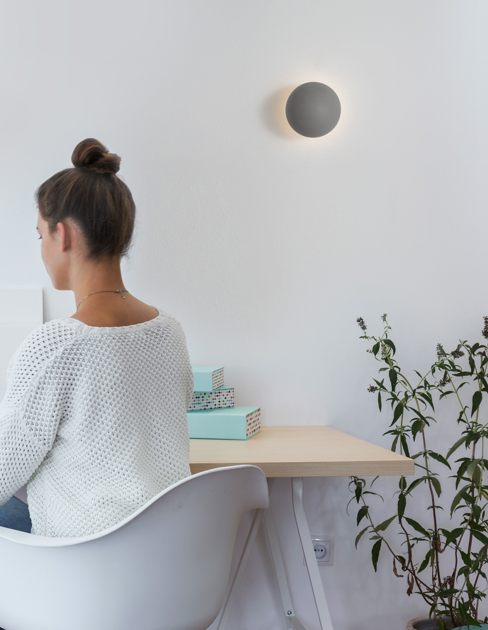 Висящо осветително тяло (пендел) NETUNE LED 6W Сив бетон и бял алуминий