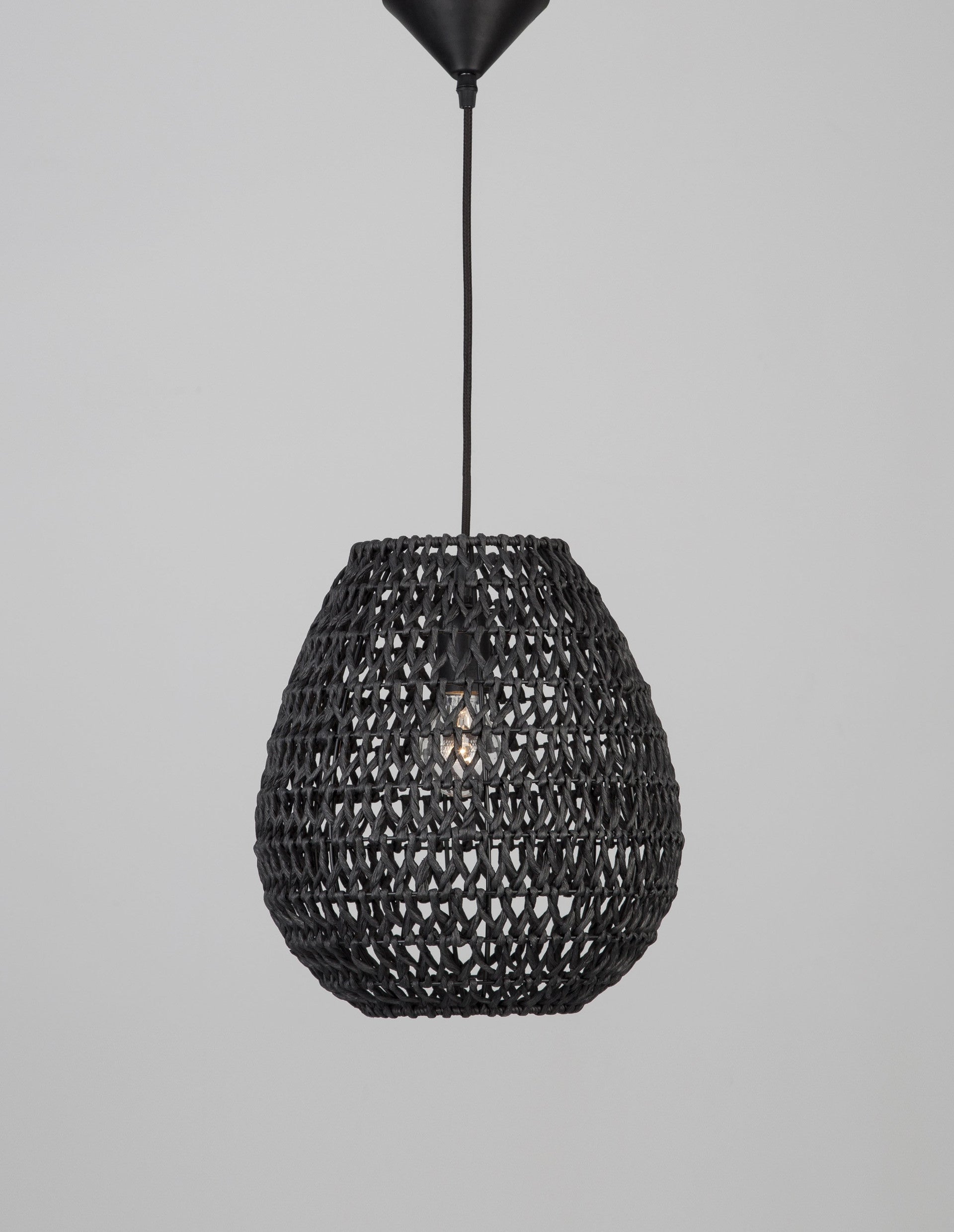 Висящо осветително тяло (пендел) GRIFFIN 12W LED Черна хартия Черен текстилен кабел