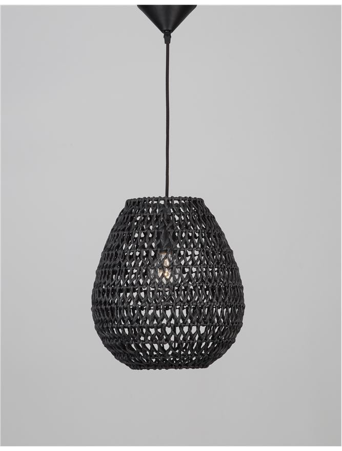 Висящо осветително тяло (пендел) GRIFFIN 12W LED Черна хартия Черен текстилен кабел