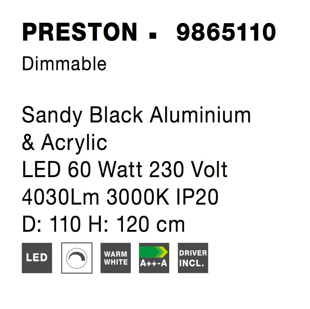 Висящо осветително тяло (пендел) PRESTON 60W Пясъчно черен