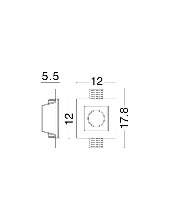 Техническо осветление INSET 35W Бял гипс и стъкло GU10