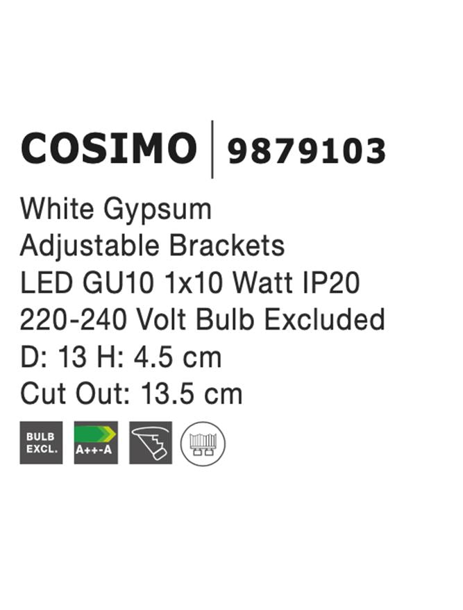 Техническо осветление INSET 35W Бял гипс GU10 IP20