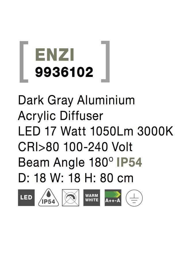Външен пендел ENZI 15W Тъмен сив алуминий
