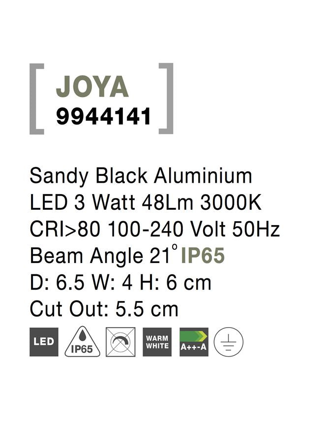 Външен аплик JOYA 3W Тъмен антрацит алуминий IP65
