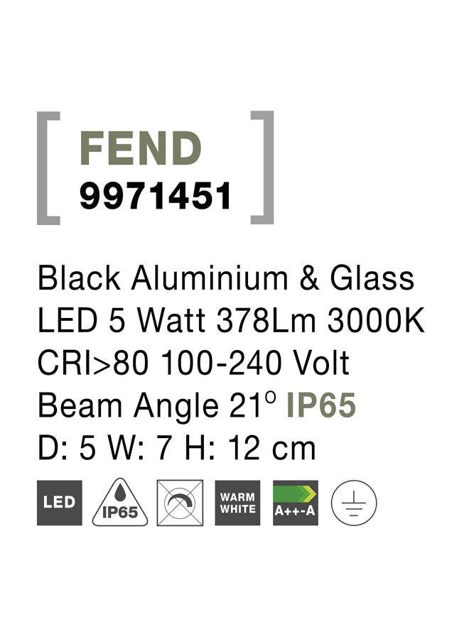 Външен аплик FEND 5W Тъмен антрацит алуминий стъкло IP65