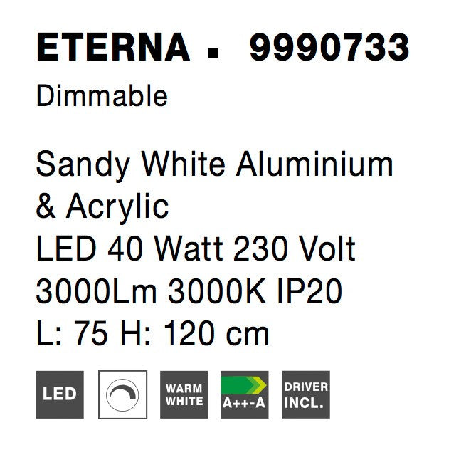 Висящо осветително тяло (пендел) ETERNA 40W 3000K Пясъчно бял алуминий