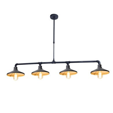 Висящо осветително тяло 4xE27 черно+златен металик 130x22xH92cm PIPE
