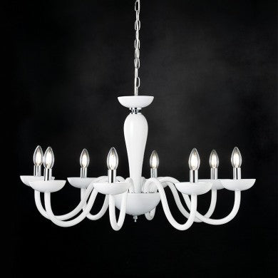 висящо осветително тяло 8xE14 бял кристал + хром метал Φ79×H168cm LUNARIA