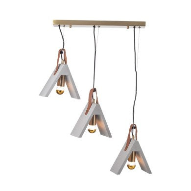 висящо осветително тяло 3XЕ27 бетон + кожа 62x20xH110cm ALFA