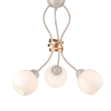ПЛАФОН 3XE27 МЕТАЛЕН БЯЛО-ЗЛАТЕН ПАТИНА+ОПАЛОВО СТЪКЛО Φ48,5ХH53CM FOYER