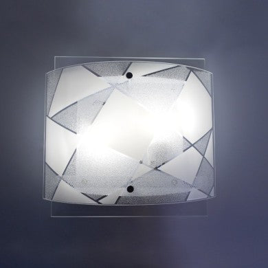 стенно/плафон 2XE27 бял/прозрачен/кристал двойно стъкло 31Χ29Χ10,8CM