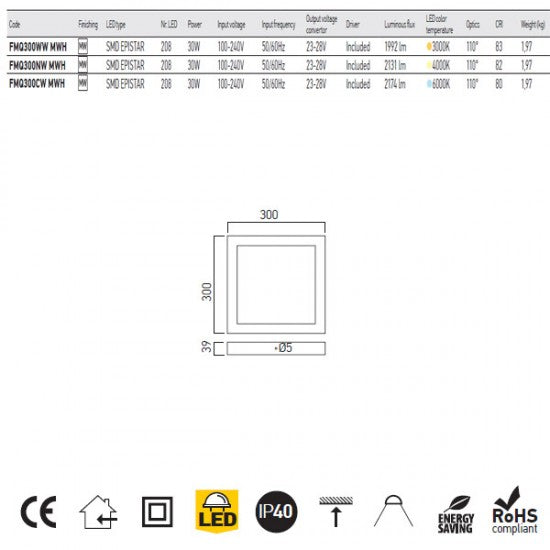 LED осветително тяло XForm Square FMQ300