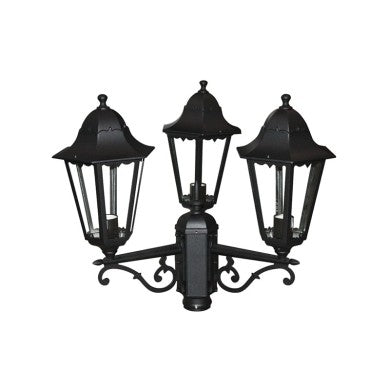 градинско осветление тройно черно мат RAL9005M 23.5x44.5cm Φ60