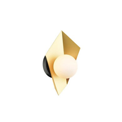 Стенно осветително тяло 1xEG9 златен/черен метал+стъкло 16x14x28см POLYGON