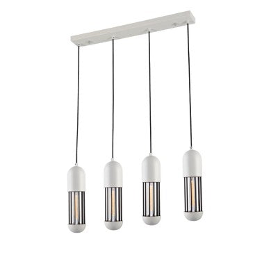 висящо осветително тяло 4xE27 бял металик 65x8xH120cm LAB