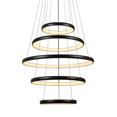 висящо осветително тяло LED 80W 6400lm CCT IP20 черен метал + акрил