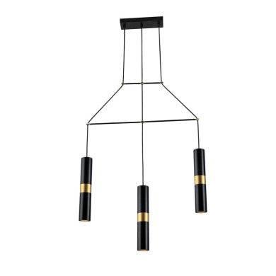 Висящо осветително тяло 3xGU10 черен метален 66x8x150см DA VINCI