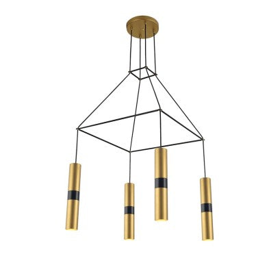 висящо осветително тяло 4XGU10 метален месингов 56x56xH150cm DA VINCI