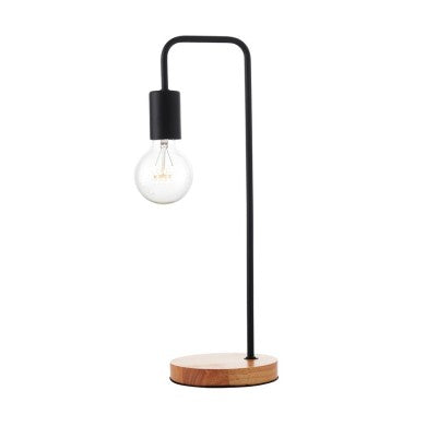настолна лампа 1xE27 черен метален с дърво Φ18xH48cm NAXOS