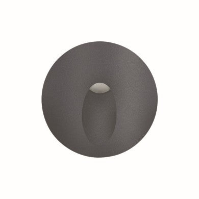 вградено стенен LED HP осветително тяло 3W 55LM 230VAC 3000K тъмно сив CRI80 IP65 30.000HRS (кутия за монтаж включена)
