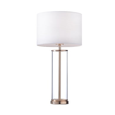 НАСТОЛНА ЛАМПА 1XE27 СТЪКЛО+ШАПКА+ЗЛАТЕН МЕТАЛ Φ25ХH48CM ANTELINO