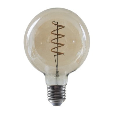LED filament крушка E27 G95 димируема 4W амбър спирала 1800K 270Lm Ra80 30000H 360°