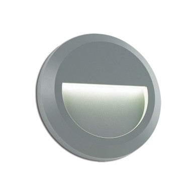 LED стенен кръгъл осветител сив 230V AC IP65 2W 3000K 100lm Ra80