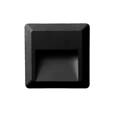 LED стенен квадратен осветител черен 230V AC IP65 2W 3000K 100LM Ra80