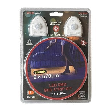Димируема LED SMD LED лента комплект 2x1.2m 2x5.8W 2x570Lm IP65 NANO 3000K с 2 сензора и 12V DC захранване