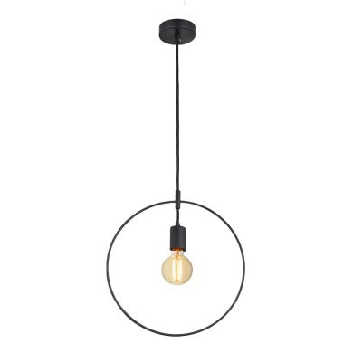 висящо метално осветително тяло 1xE27 черен кръг Φ35cm TWIGGY