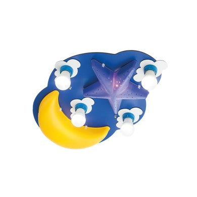 ПЛАФОН 4XE27+2XE14 СИН ПЛАСТМАСА+MDF SKY 67Х43Х11CM DREAMS