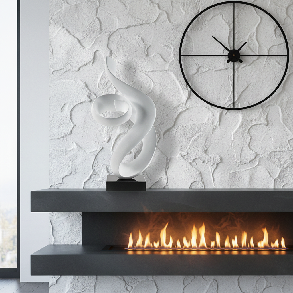 Абстрактна бяла скулптура Flow | Тип спирала | 62cm